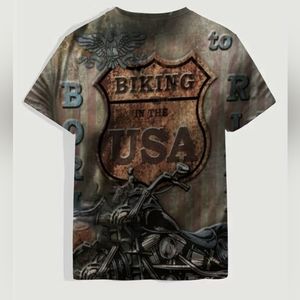 Men's Biker Motorcycle Classic "Biking in the USA"  Novelty T-shirt 🆕